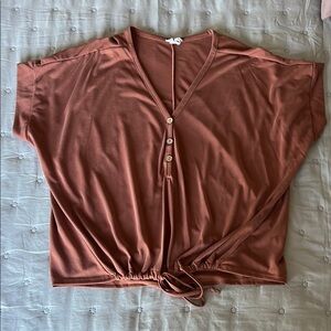 Women's Brown Button-Down Top
